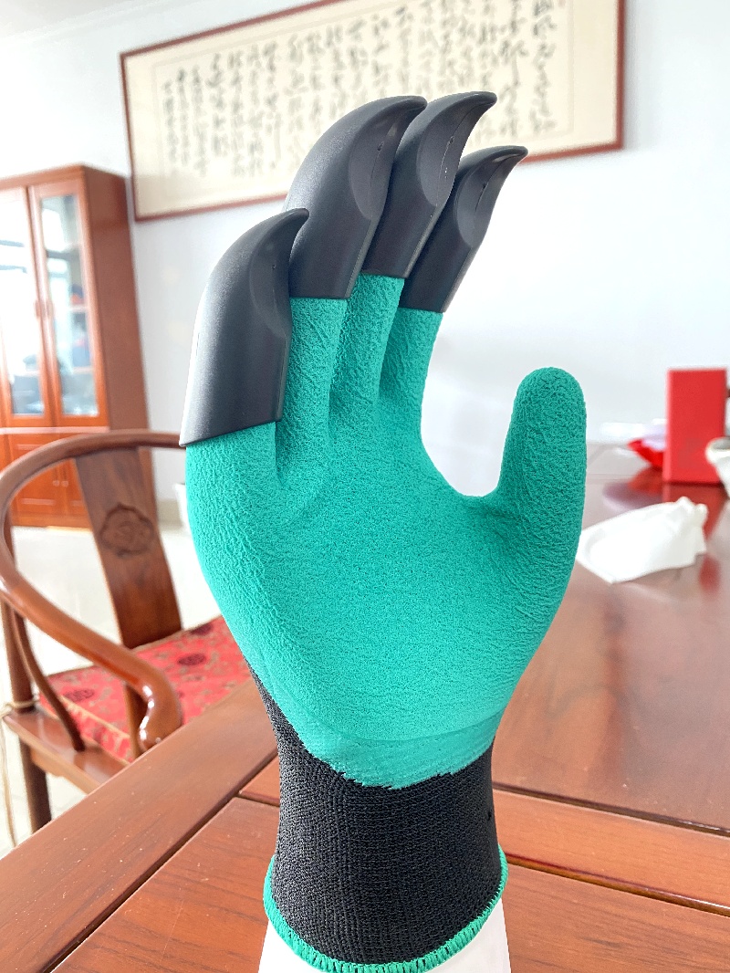 13-Pin polyester latex foam plus ABS plastic gardening labor gloves
